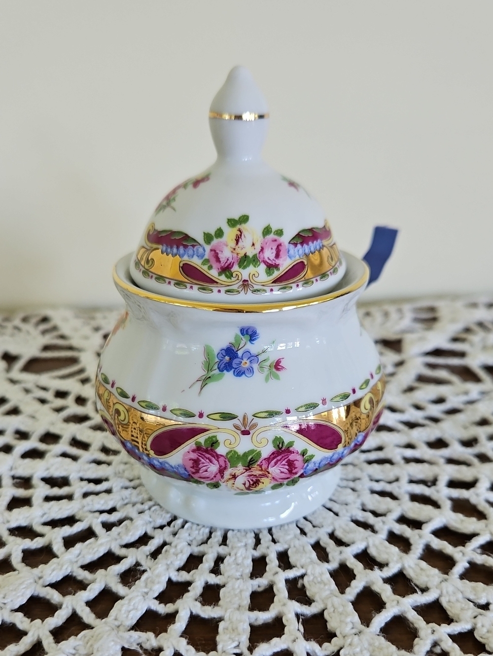 Vintage T. Limoges Vizavi Italian Lidded Porcelain Dish Gold Trim Floral
